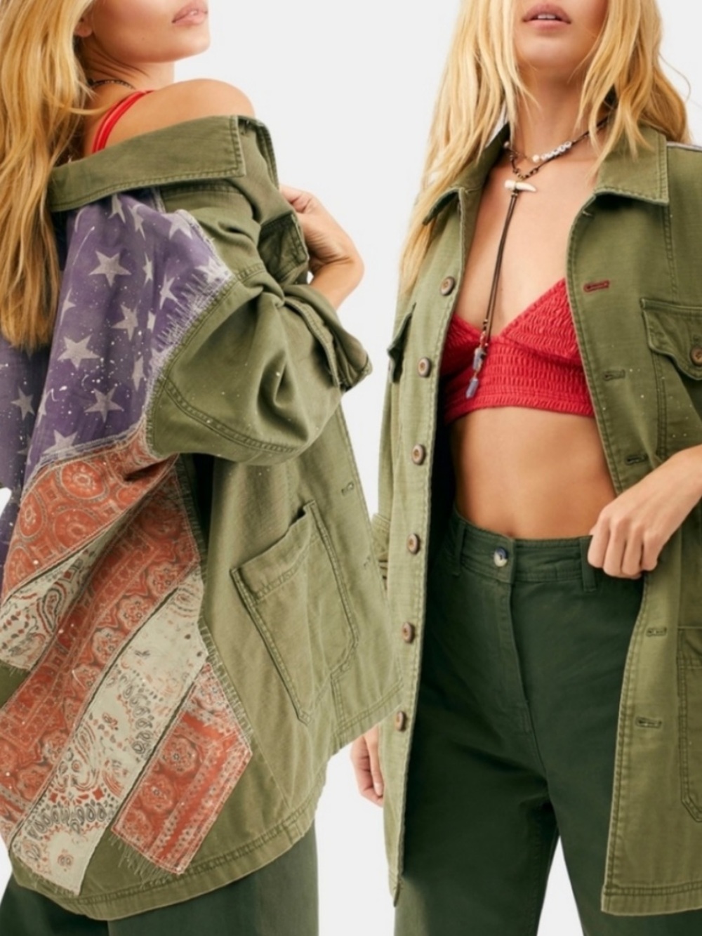 We the Free By Free People Spruce Military Shirt Jacket Army Green Extra Small